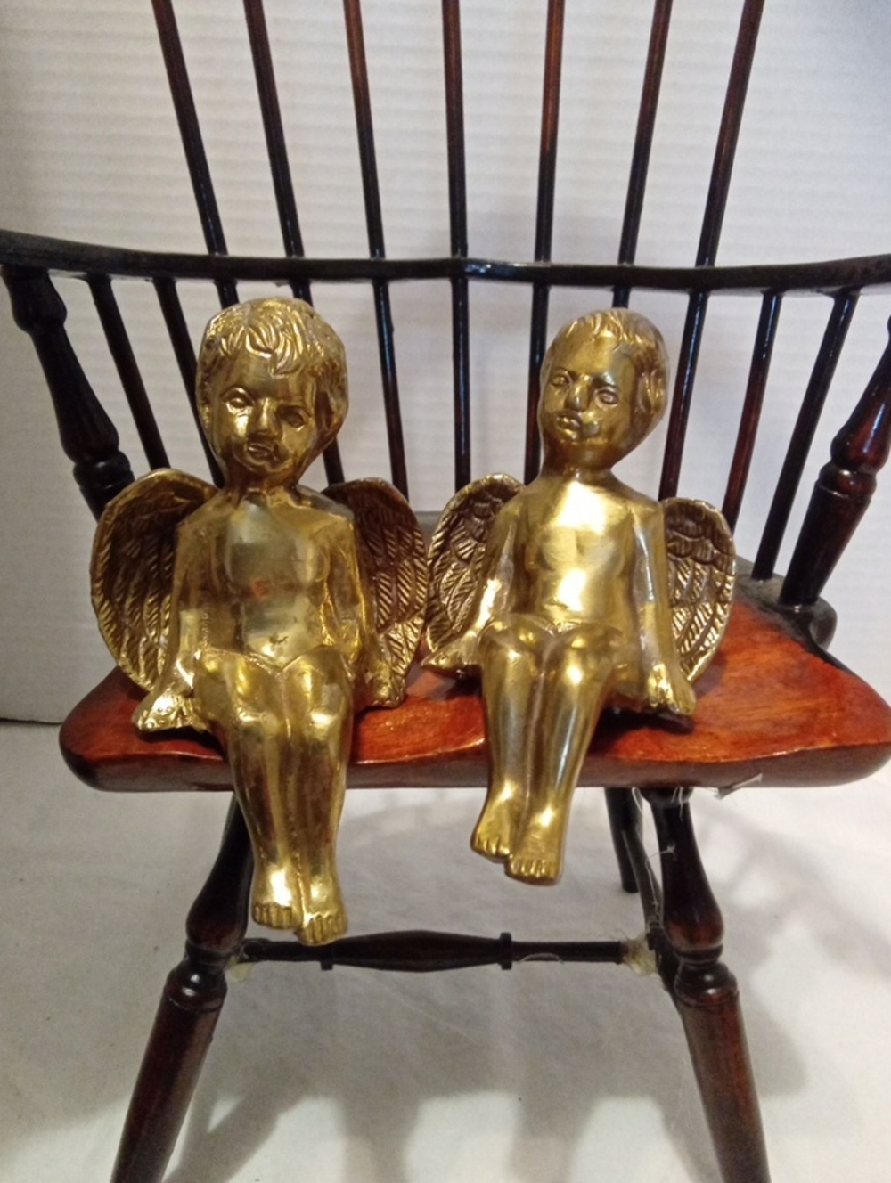 Vintage Brass Angel Cherub Pair Figurines